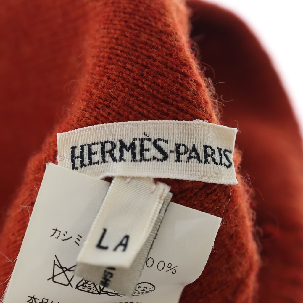 Hermes Logo Cashmere Knit Hat Beanie Orange — view 7