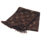 Louis Vuitton Echarpe Logo Mania Shine Wool Fringe Scarf Brown