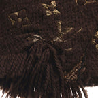 Louis Vuitton Echarpe Logo Mania Shine Wool Fringe Scarf Brown — view 3