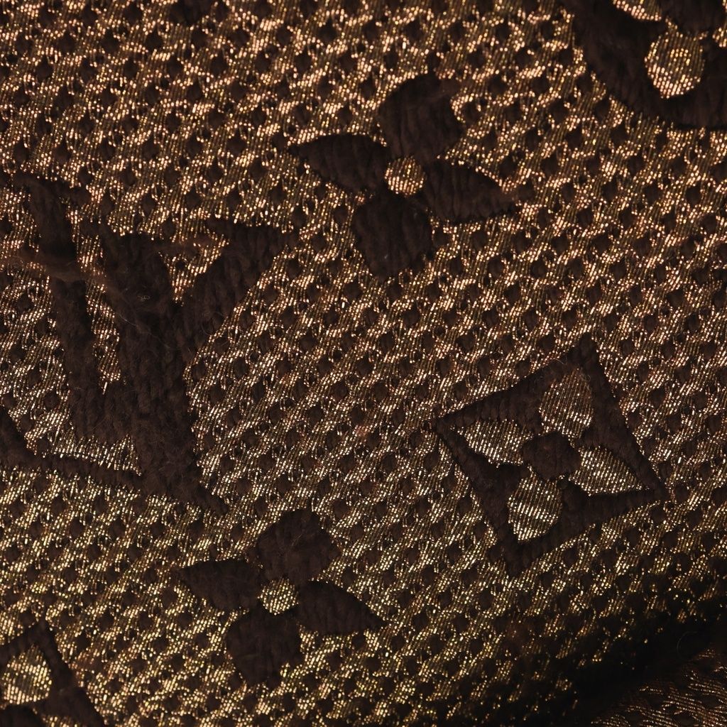 Louis Vuitton Echarpe Logo Mania Shine Wool Fringe Scarf Brown — view 4
