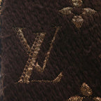 Louis Vuitton Echarpe Logo Mania Shine Wool Fringe Scarf Brown — view 2