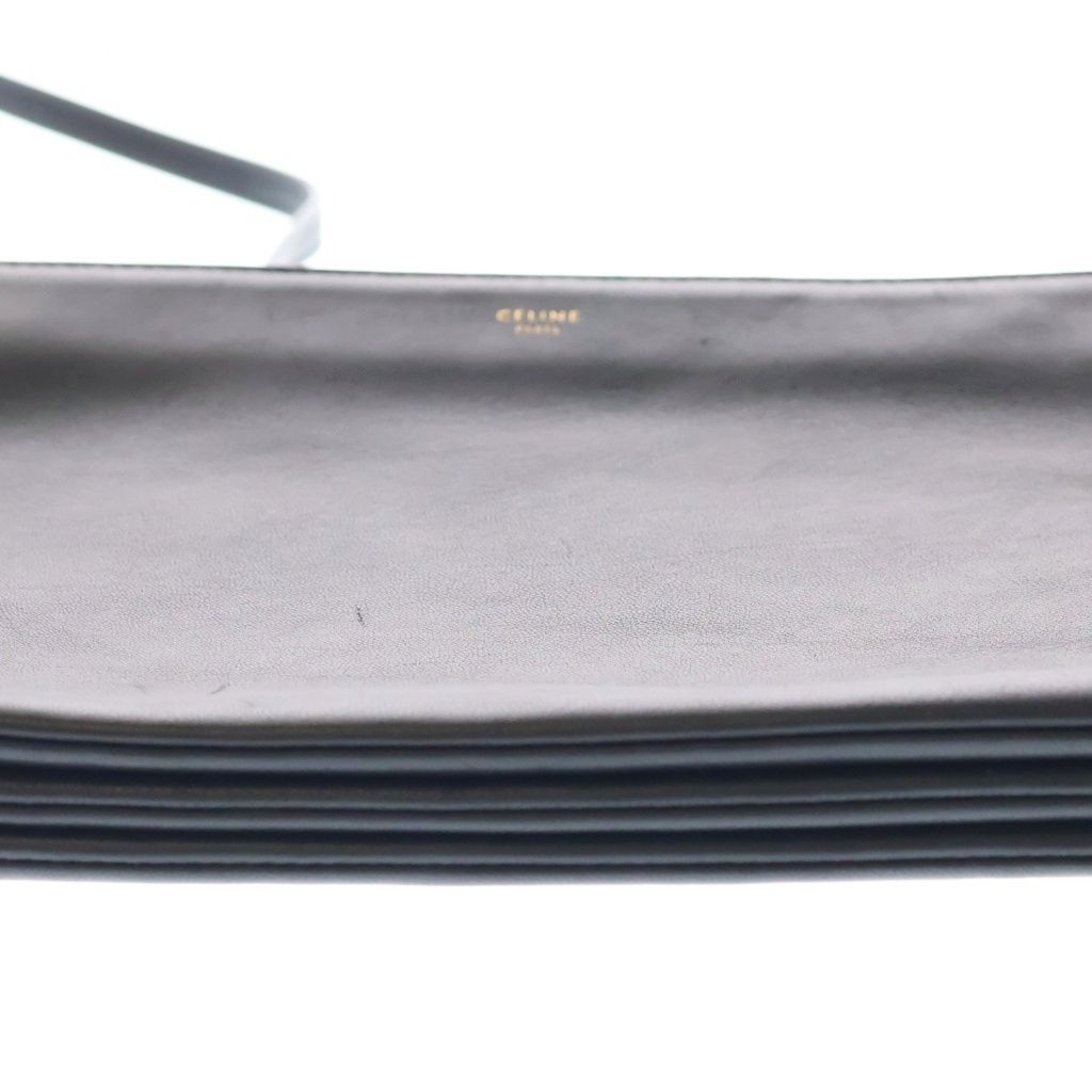 Celine Trio Large Shoulder Bag Black Leather Gold — view 4