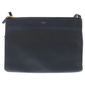 Celine Trio Large Shoulder Bag Black Leather Gold