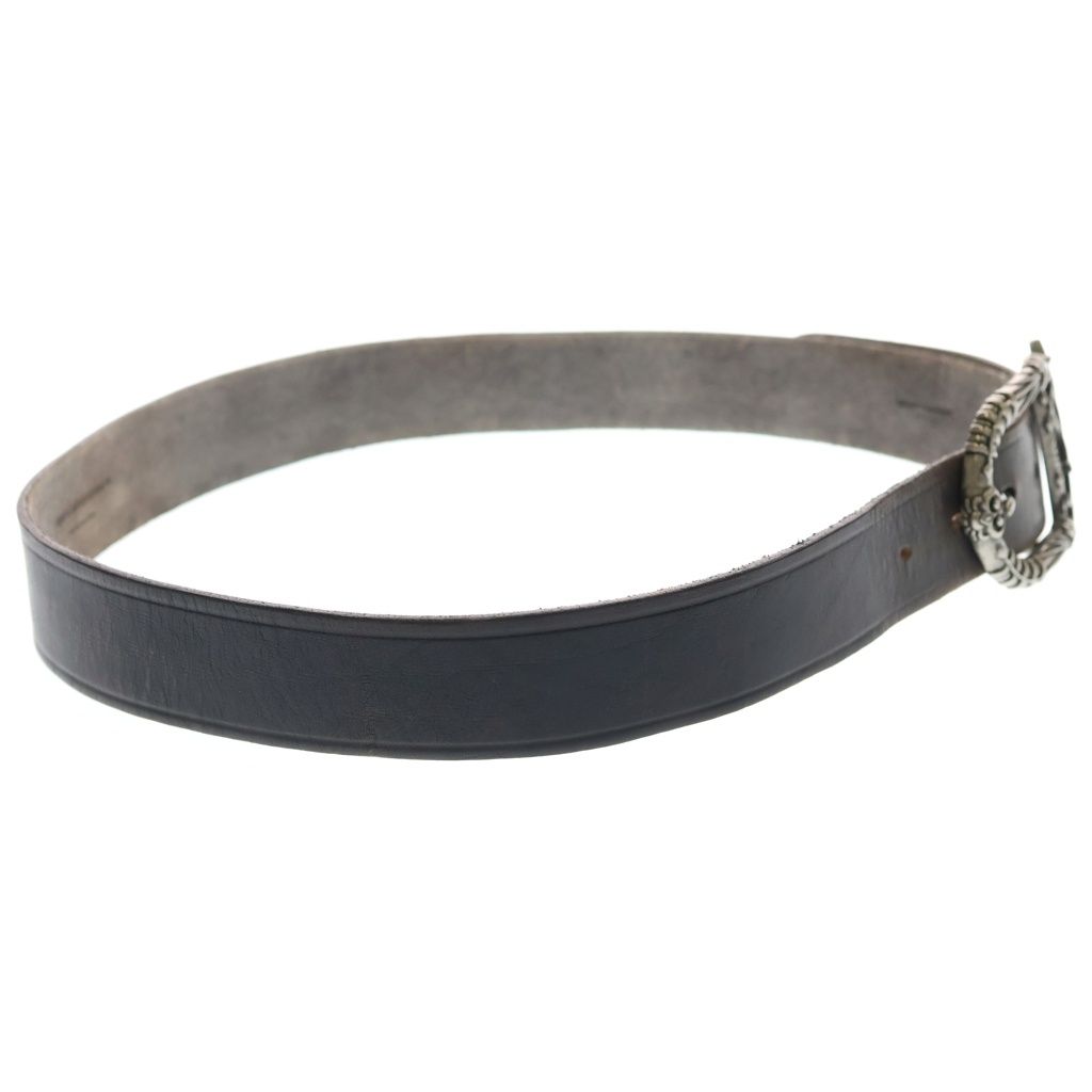 Saint Laurent Paris YSL Logo Western Buckle Leather Belt Silver Brown — view 3