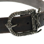 Saint Laurent Paris YSL Logo Western Buckle Leather Belt Silver Brown — view 4