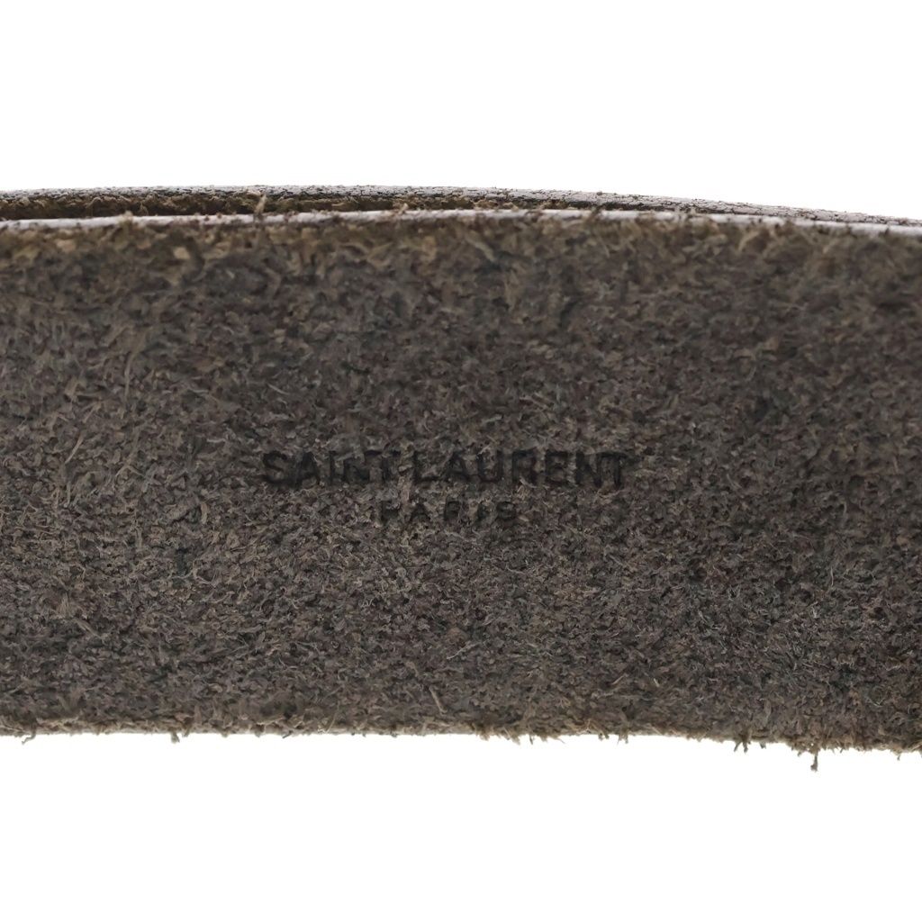 Saint Laurent Paris YSL Logo Western Buckle Leather Belt Silver Brown — view 5