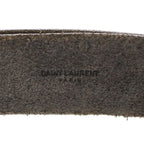 Saint Laurent Paris YSL Logo Western Buckle Leather Belt Silver Brown — view 5