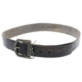 Saint Laurent Paris YSL Logo Western Buckle Leather Belt Silver Brown