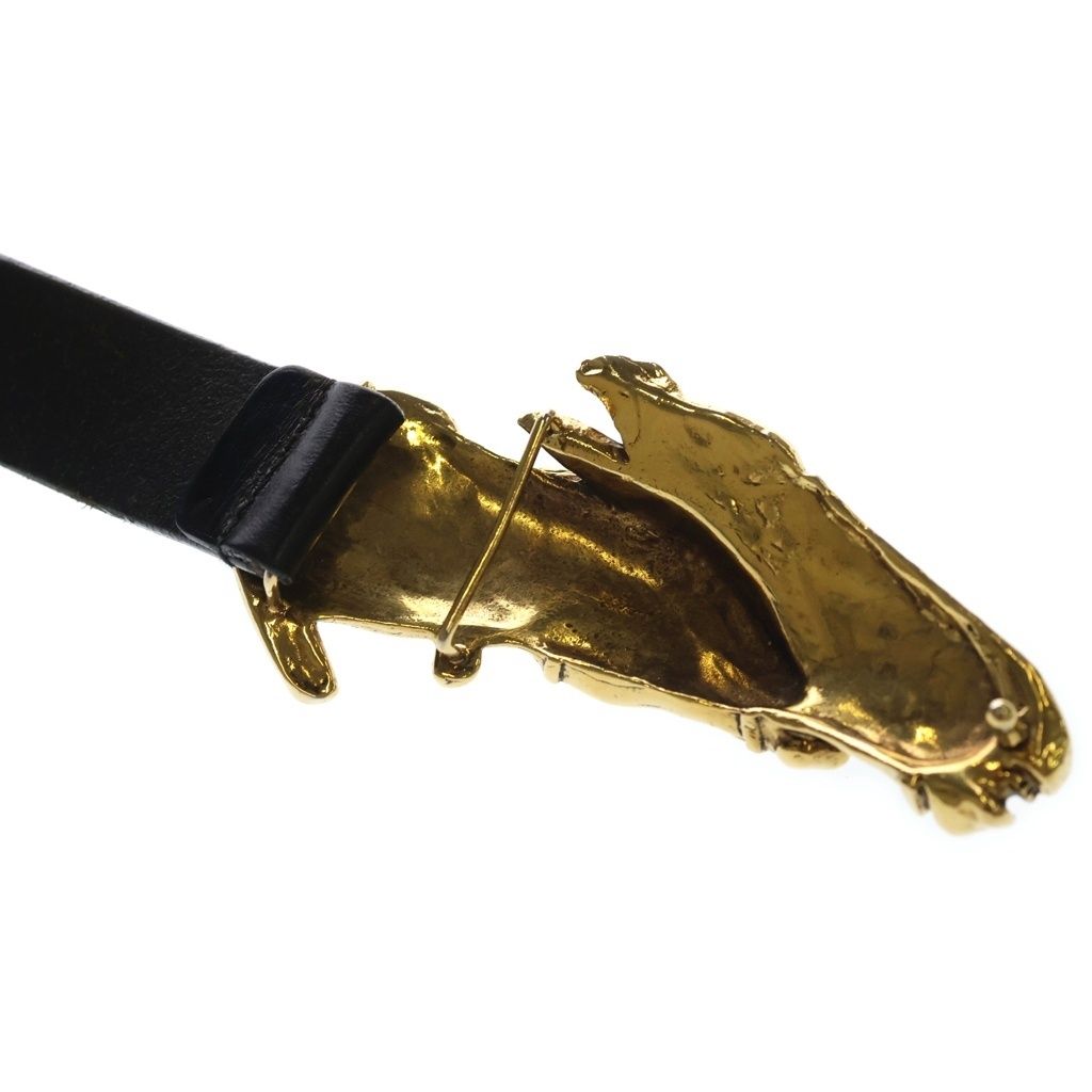 Gucci Horse Buckle Leather Belt Black Gold — view 6
