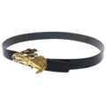 Gucci Horse Buckle Leather Belt Black Gold