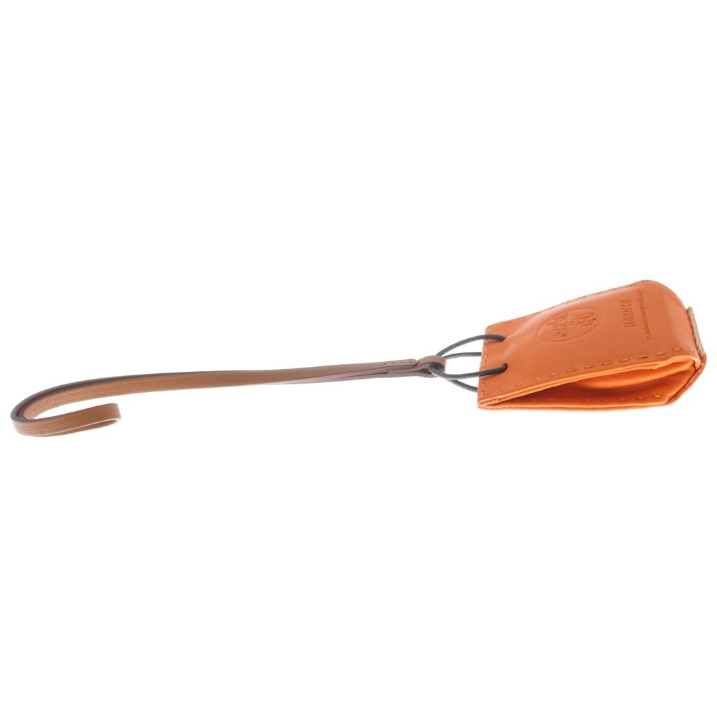 Hermes Sac Orange Agno Milo Charm Keychain — view 4