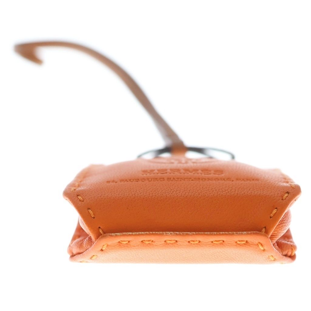 Hermes Sac Orange Agno Milo Charm Keychain — view 5