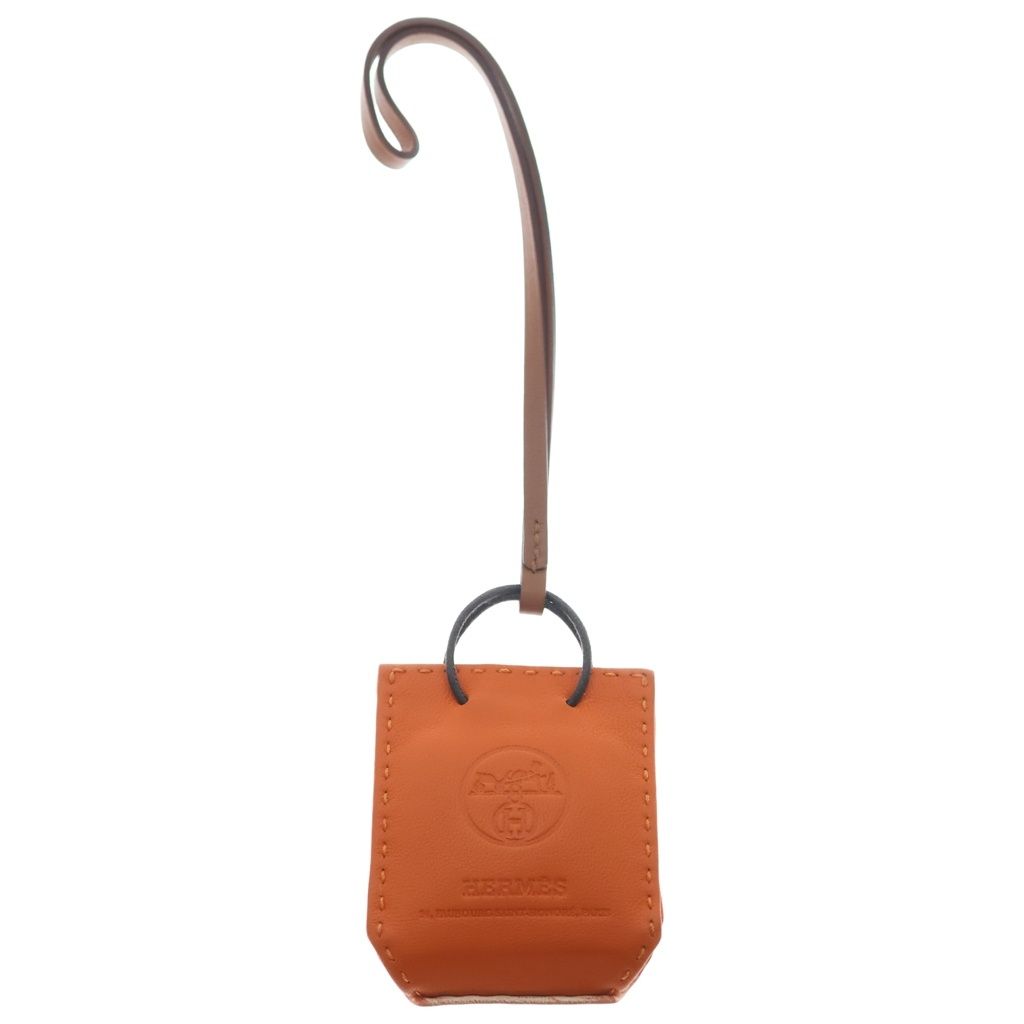 Hermes Sac Orange Agno Milo Charm Keychain