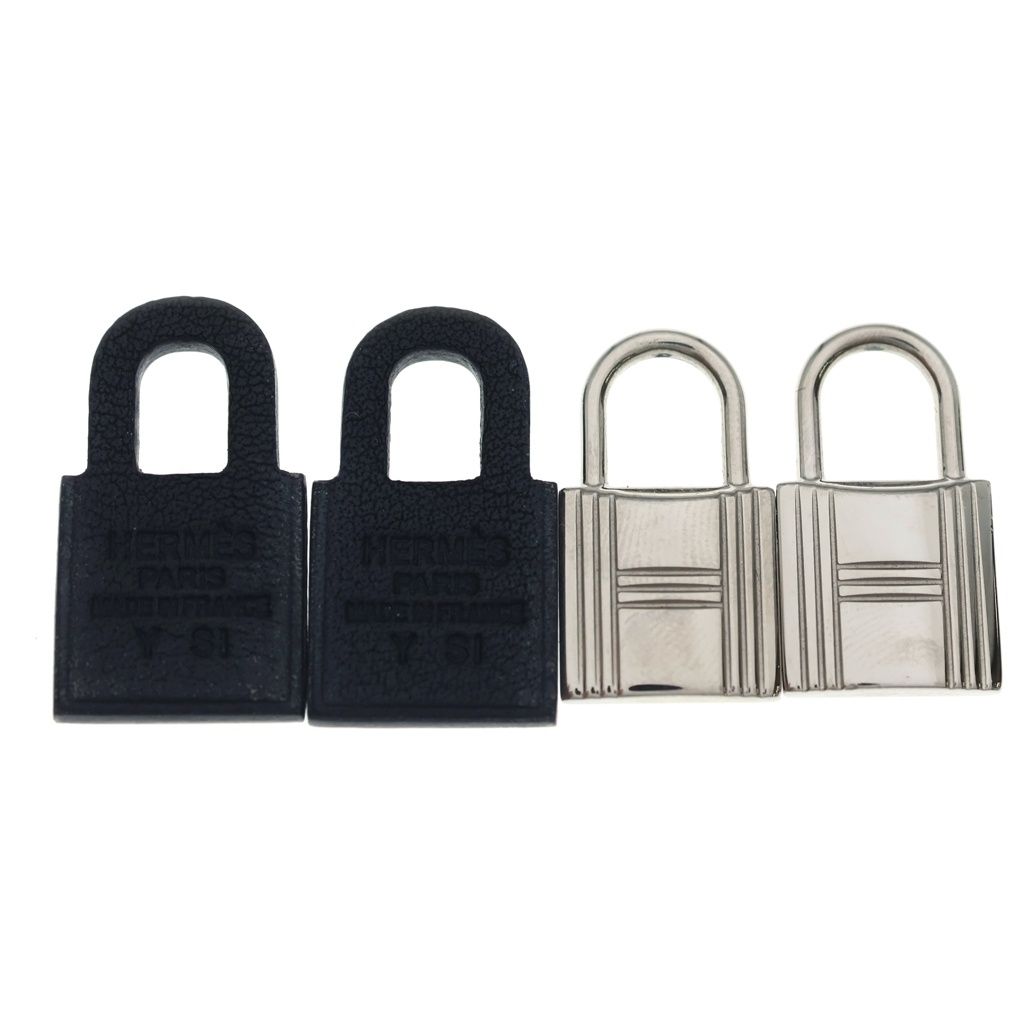 Hermes O'kelly Earrings Cadena Metal Leather Silver Black — view 5