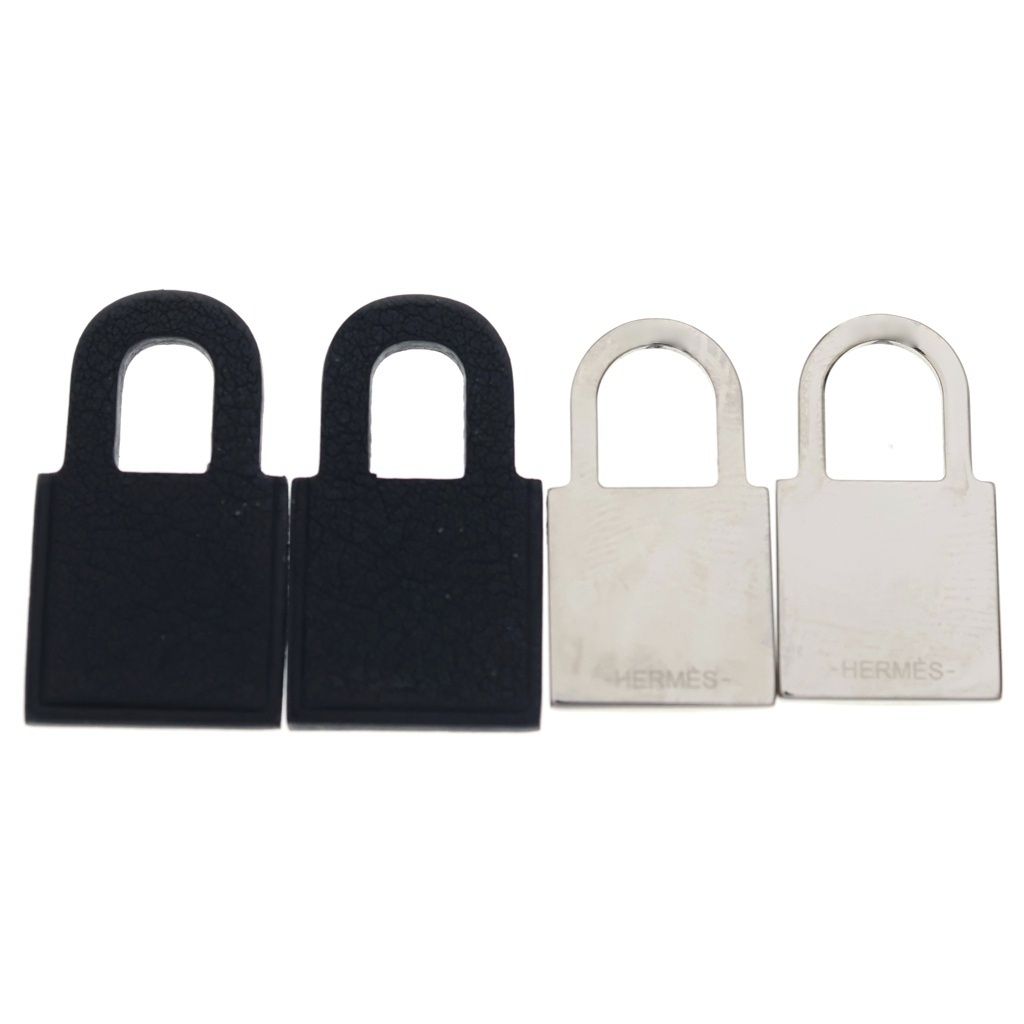 Hermes O'kelly Earrings Cadena Metal Leather Silver Black — view 6
