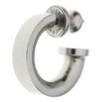 Hermes O'kelly Earrings Cadena Metal Leather Silver Black