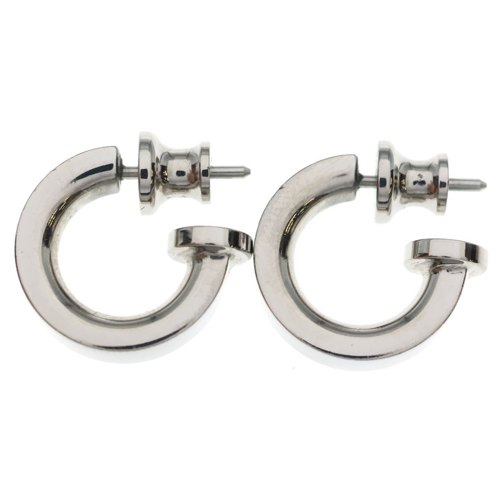 Hermes O'kelly Earrings Cadena Metal Leather Silver Black — view 3