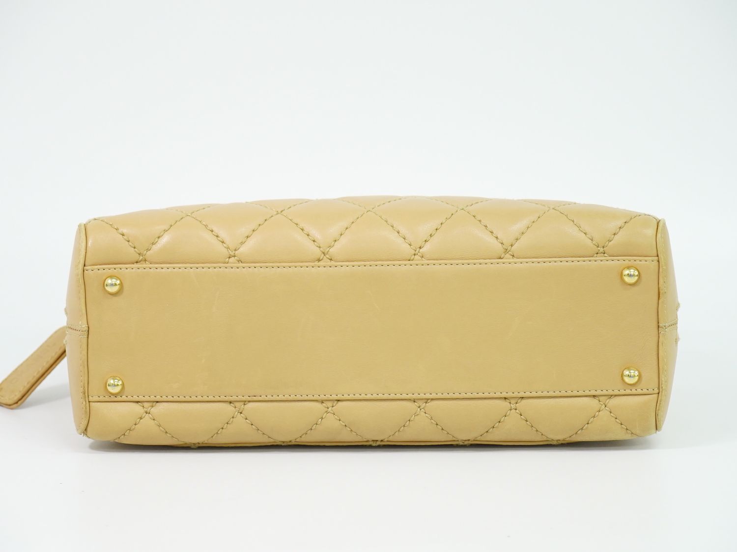 Chanel Wild Stitch CC Logo Handbag Leather Beige — view 3