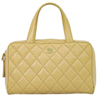 Chanel Wild Stitch CC Logo Handbag Leather Beige