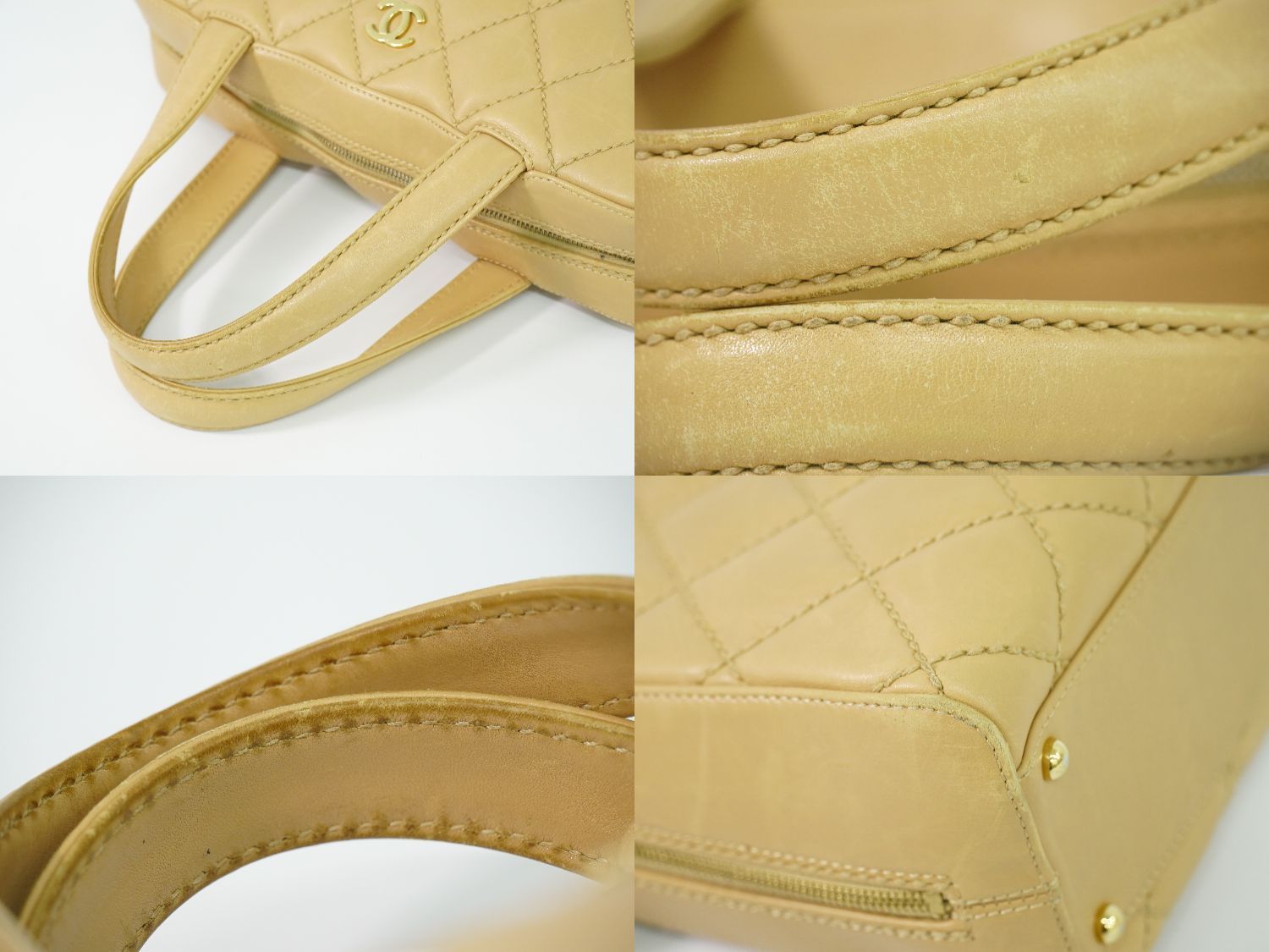 Chanel Wild Stitch CC Logo Handbag Leather Beige — view 6