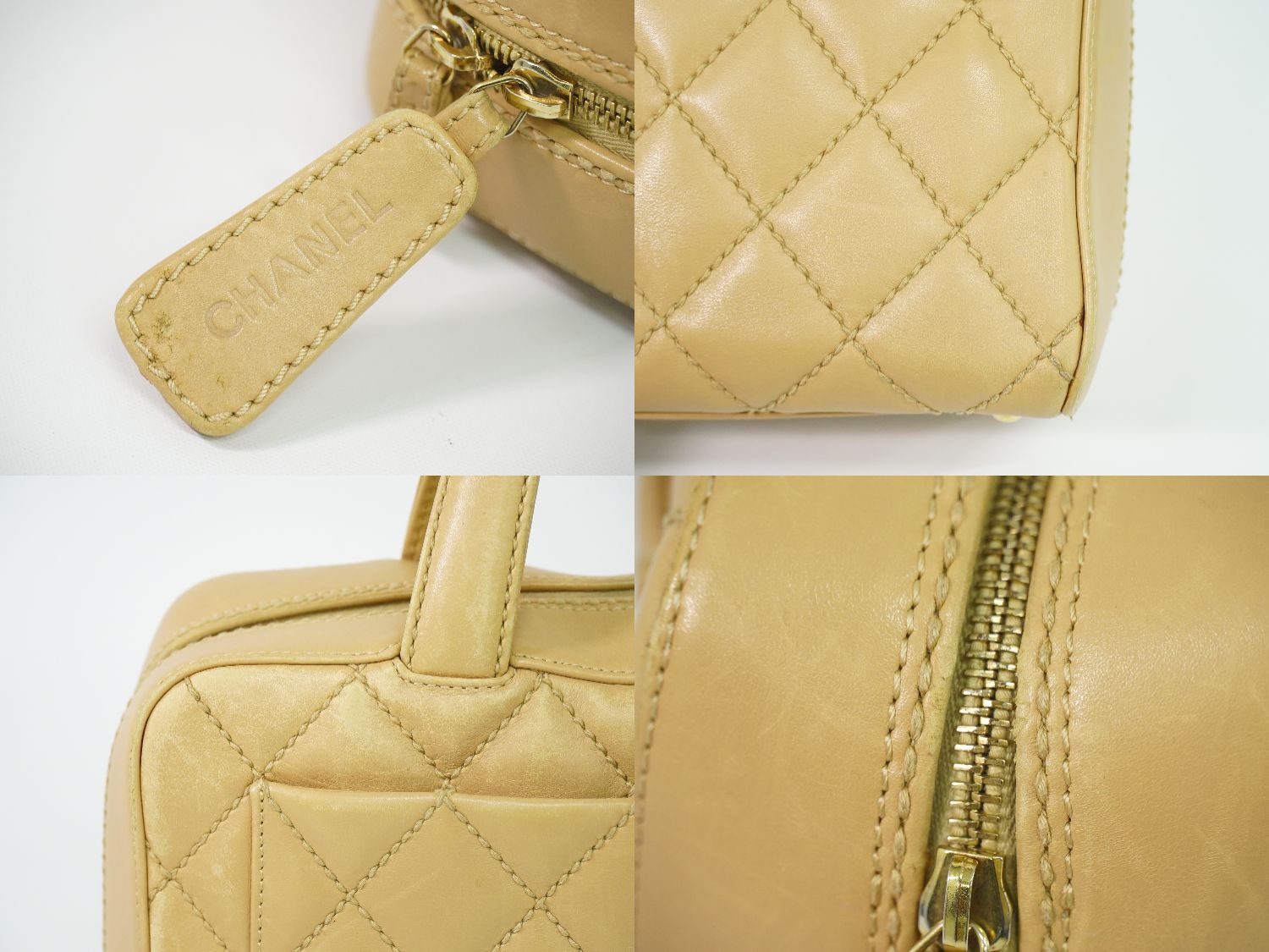 Chanel Wild Stitch CC Logo Handbag Leather Beige — view 7
