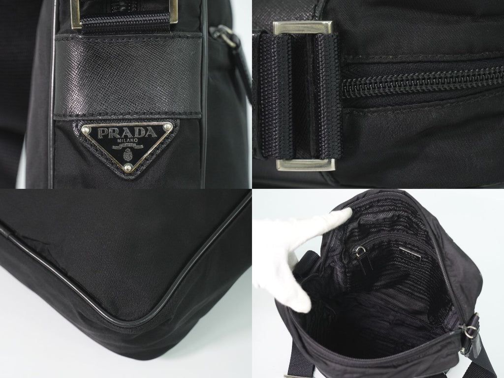 Prada Nylon Shoulder Bag Pochette Black — view 7