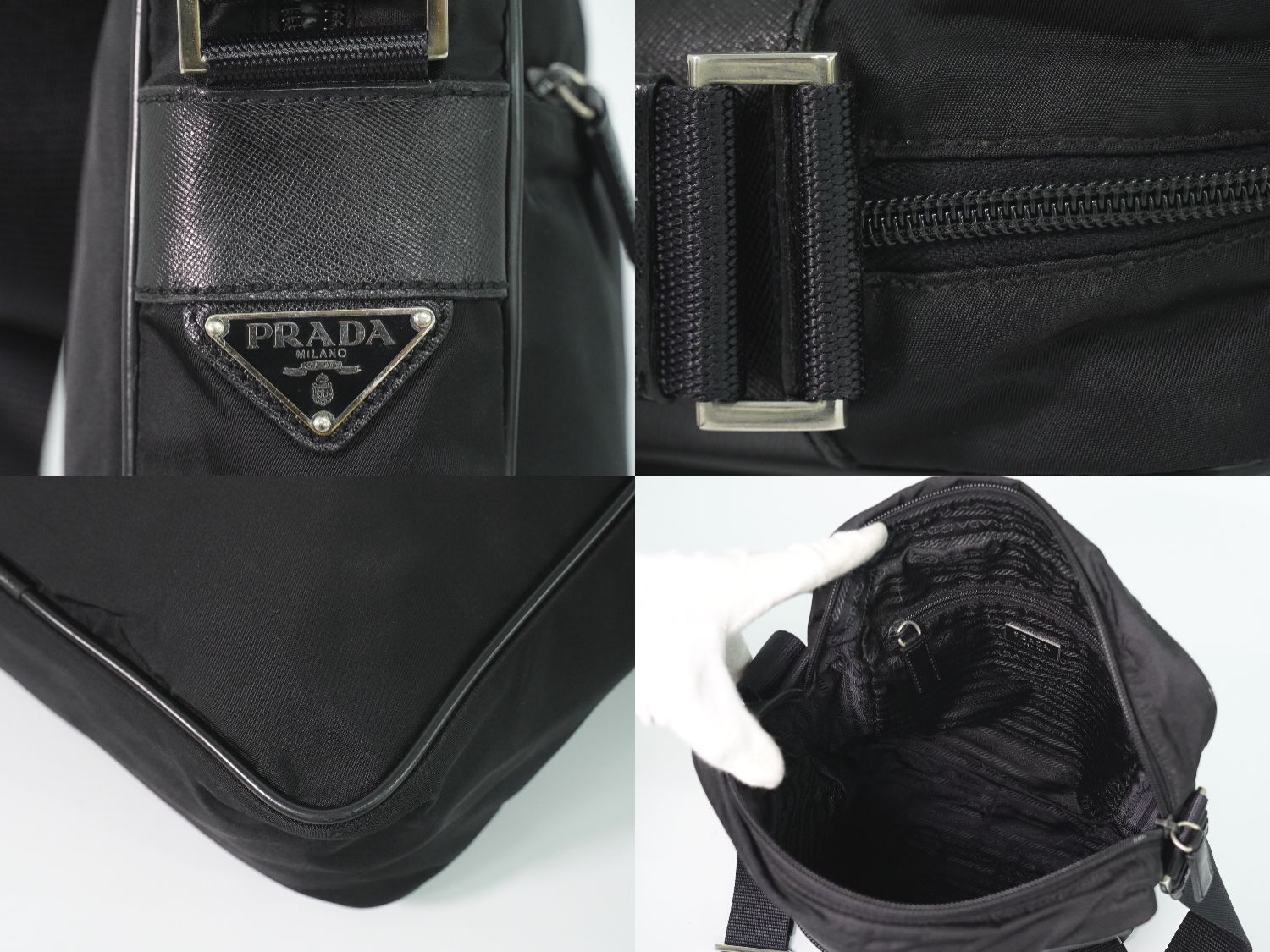Prada Nylon Shoulder Bag Pochette Black — view 7