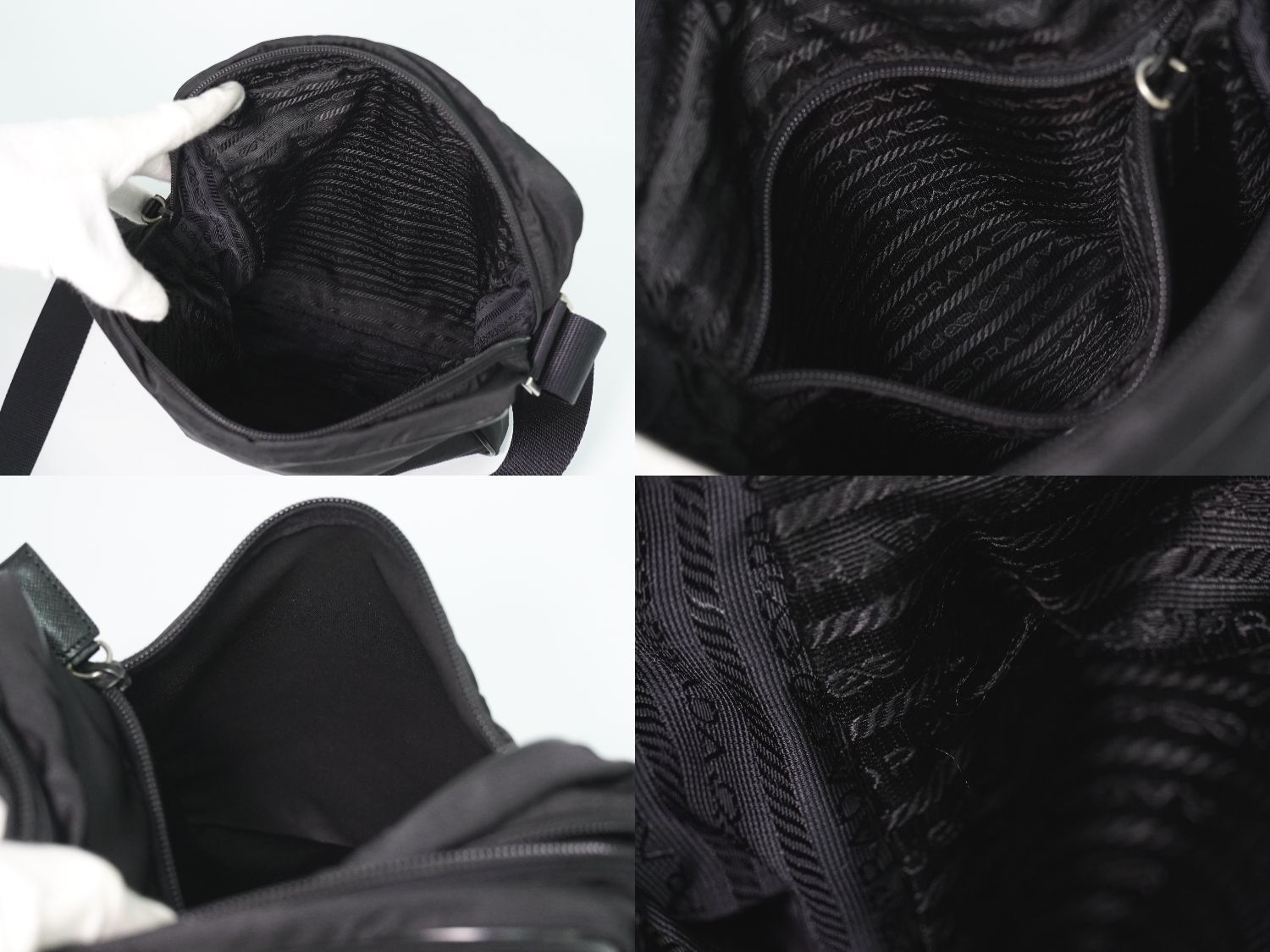 Prada Nylon Shoulder Bag Pochette Black — view 8