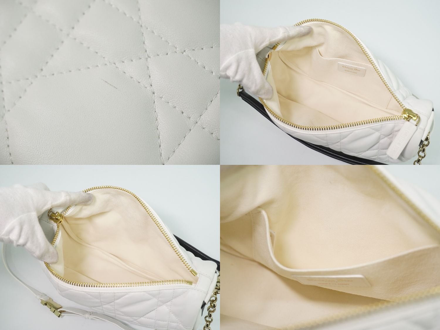 Dior Vibe Hobo Cannage 2-Way Shoulder Bag Leather White — view 7