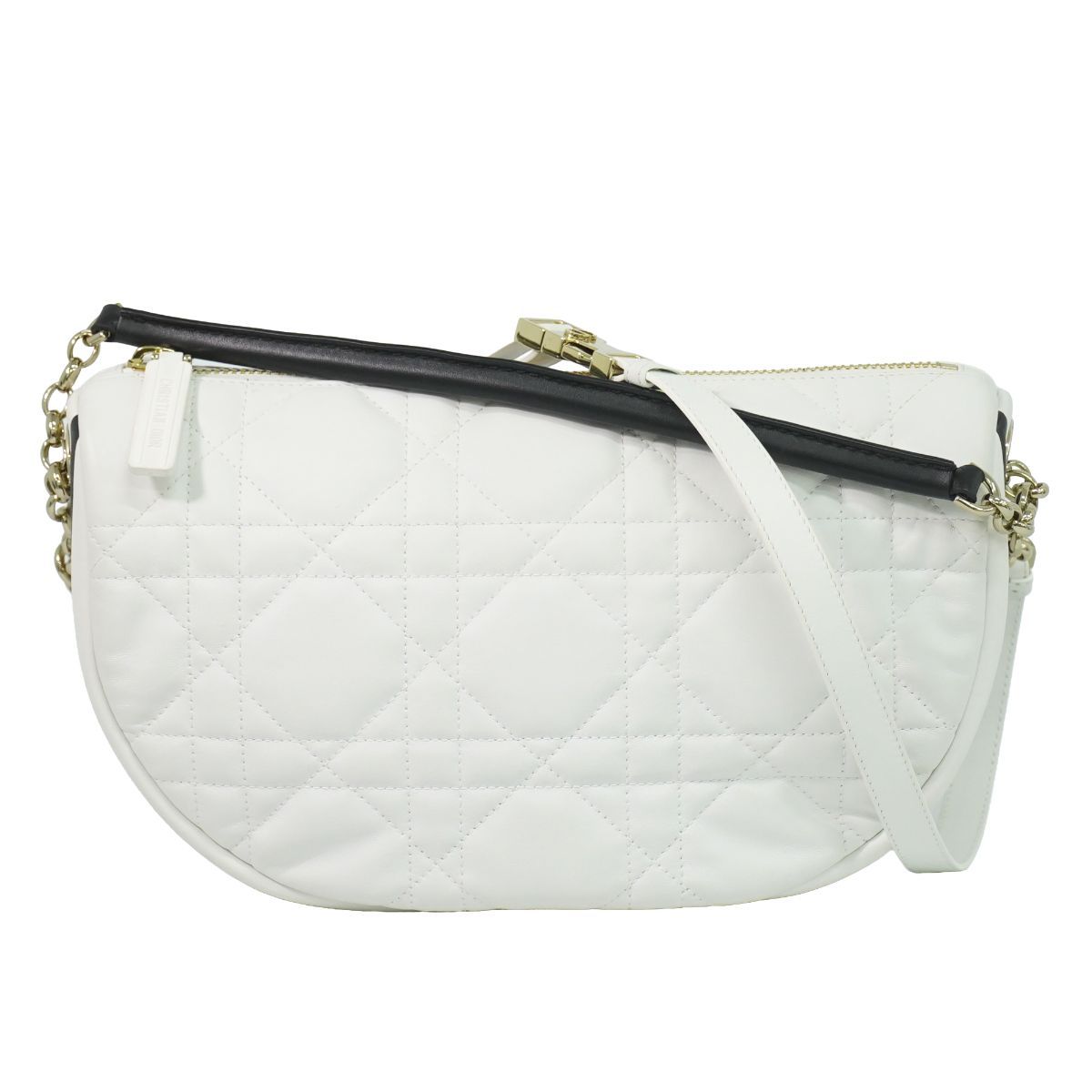 Dior Vibe Hobo Cannage 2-Way Shoulder Bag Leather White