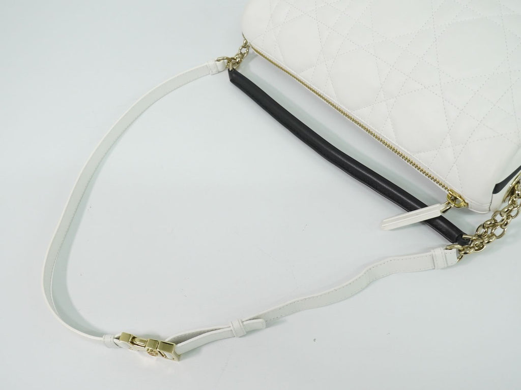 Dior Vibe Hobo Cannage 2-Way Shoulder Bag Leather White — view 4