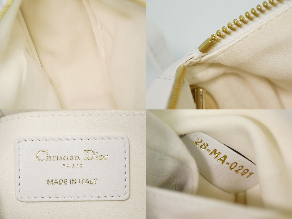 Dior Vibe Hobo Cannage 2-Way Shoulder Bag Leather White — view 9
