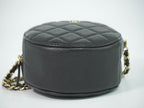 Chanel CC Logo Quilted Chain Shoulder Bag Pochette Caviar Leather Black — view 3