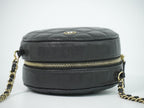 Chanel CC Logo Quilted Chain Shoulder Bag Pochette Caviar Leather Black — view 5