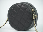 Chanel CC Logo Quilted Chain Shoulder Bag Pochette Caviar Leather Black — view 2