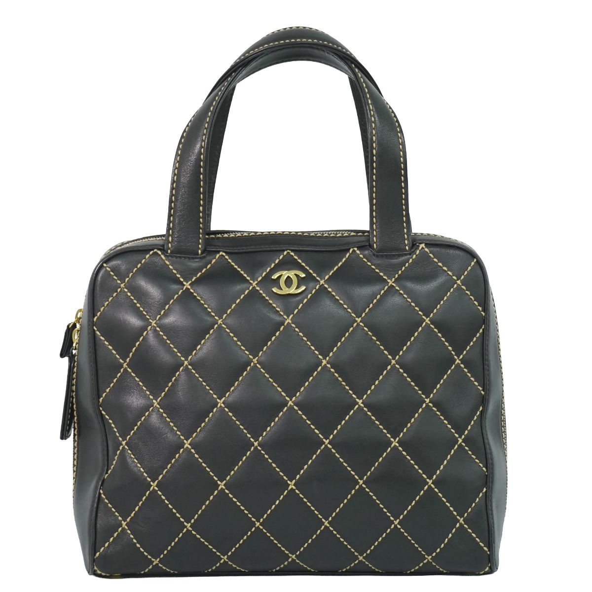 Chanel Wild Stitch CC Logo Tote Leather Black