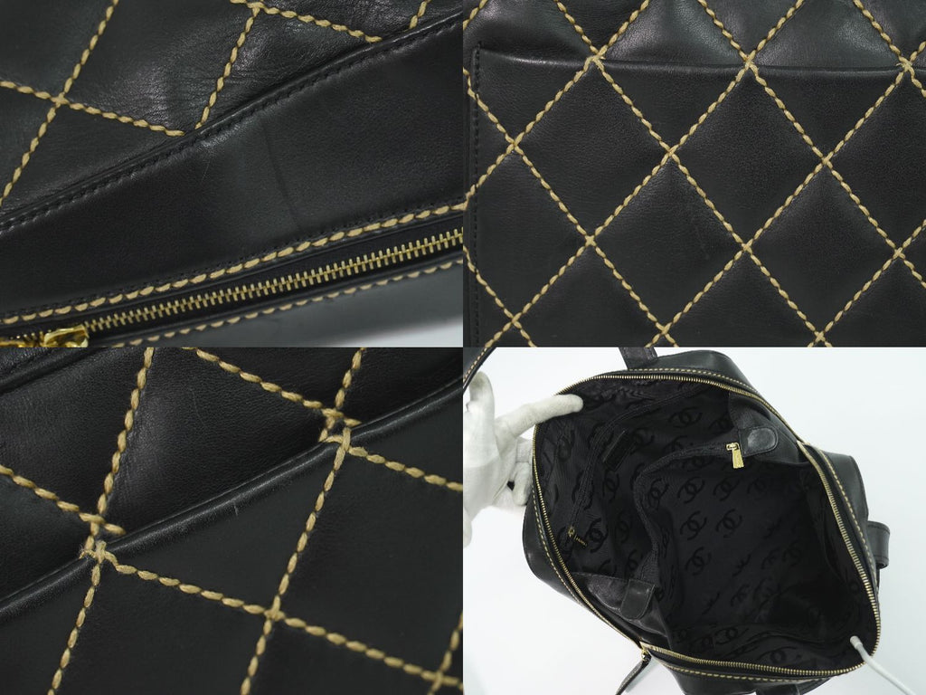 Chanel Wild Stitch CC Logo Tote Leather Black — view 7