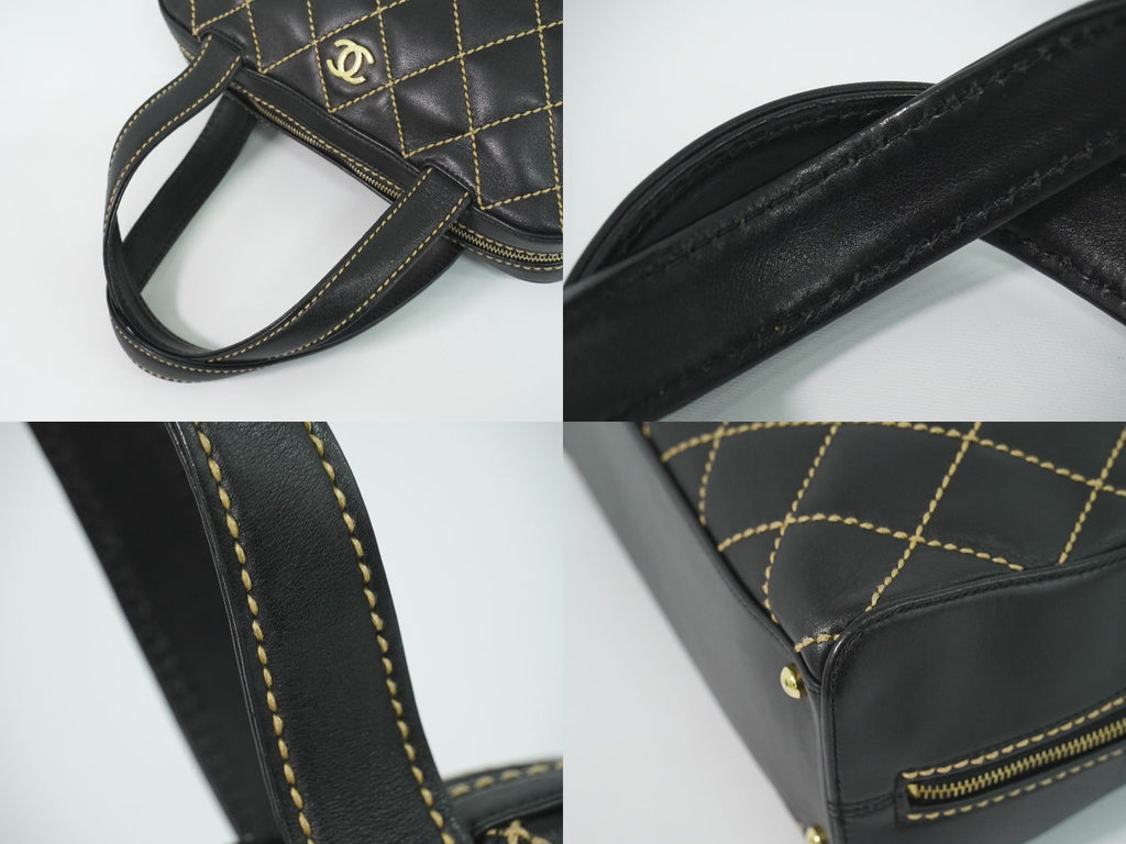 Chanel Wild Stitch CC Logo Tote Leather Black — view 6