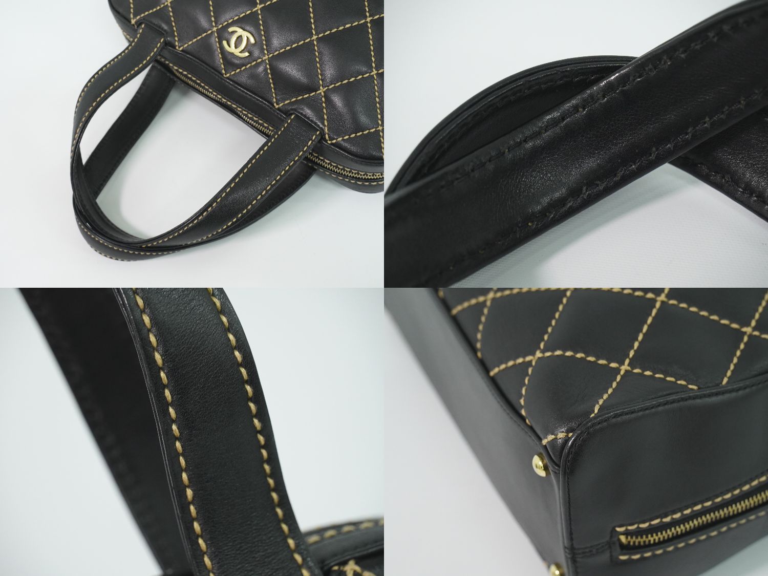 Chanel Wild Stitch CC Logo Tote Leather Black — view 6
