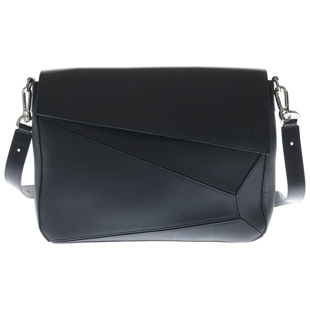 Loewe Puzzle Large Shoulder Bag Black Leather Silver