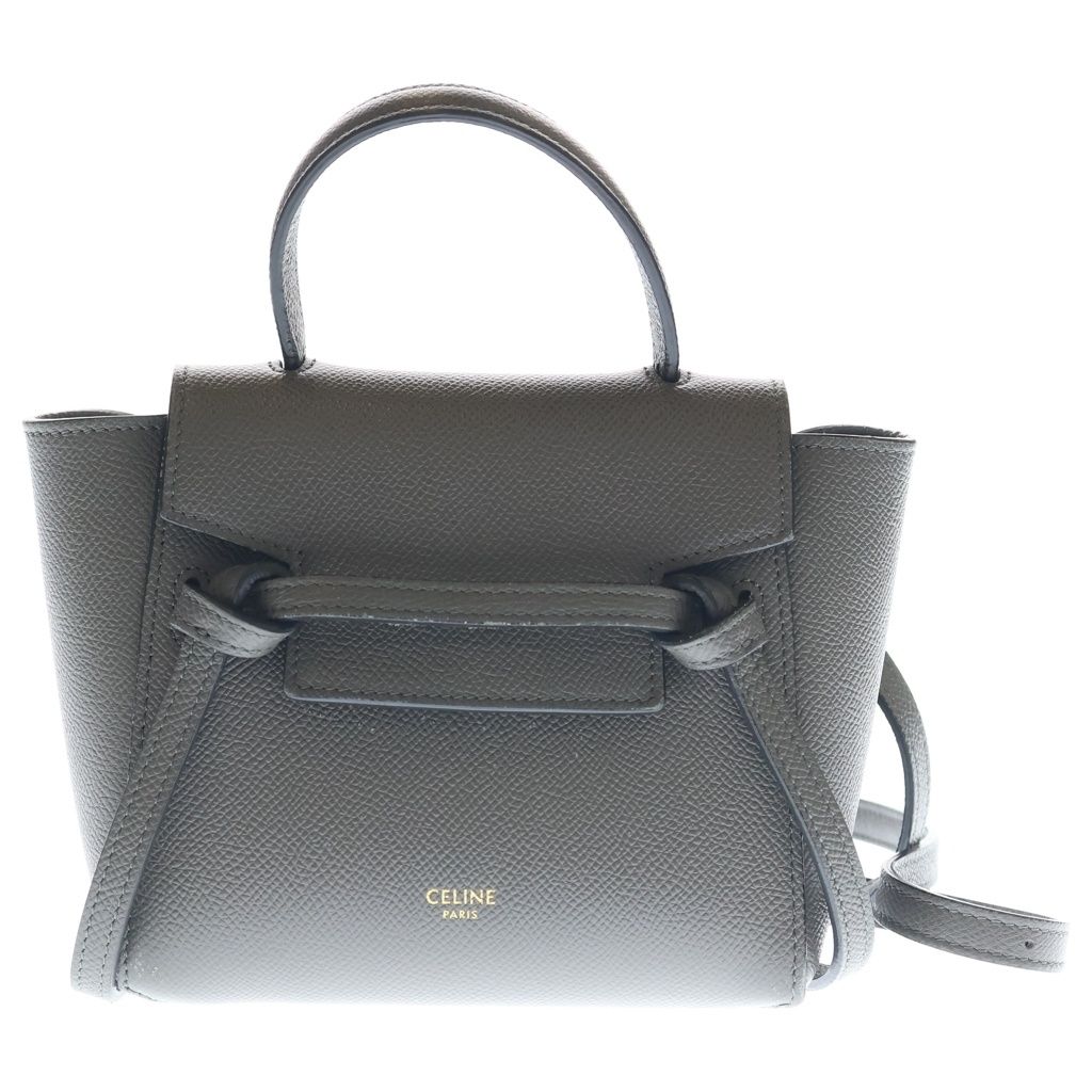 Celine Belt Bag Pico 2-Way Gray Leather Gold