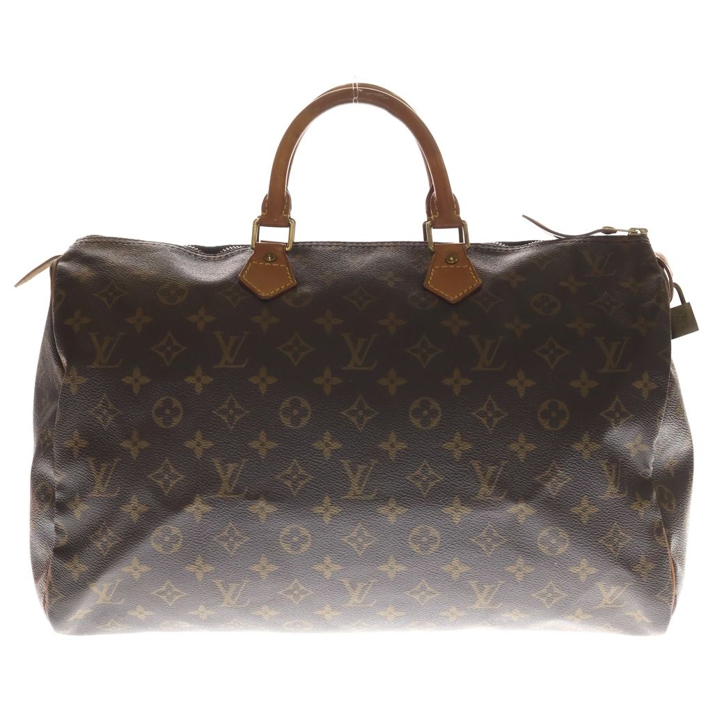 Louis Vuitton Monogram Speedy 40 Boston Bag Brown Leather Gold — view 2