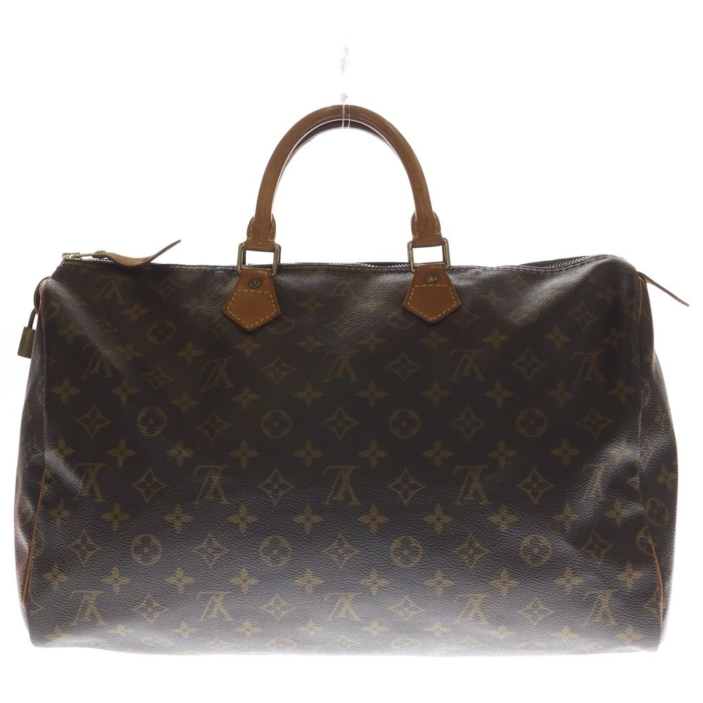 Louis Vuitton Monogram Speedy 40 Boston Bag Brown Leather Gold