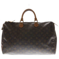 Louis Vuitton Monogram Speedy 40 Boston Bag Brown Leather Gold