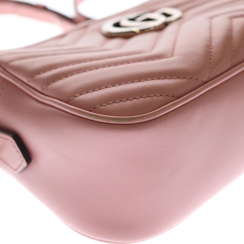 Gucci GG Marmont Quilted Chain Shoulder Bag Pink Leather Silver — view 6