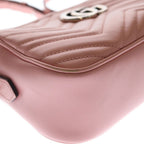 Gucci GG Marmont Quilted Chain Shoulder Bag Pink Leather Silver — view 6