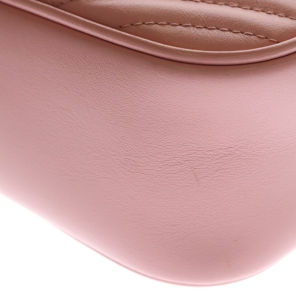 Gucci GG Marmont Quilted Chain Shoulder Bag Pink Leather Silver — view 5