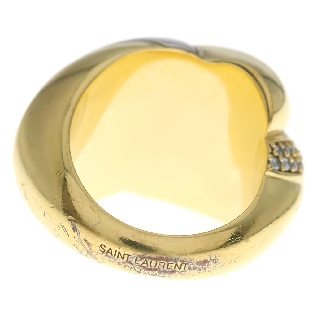 Saint Laurent Paris Crystal Whirlwind Ring Gold Silver