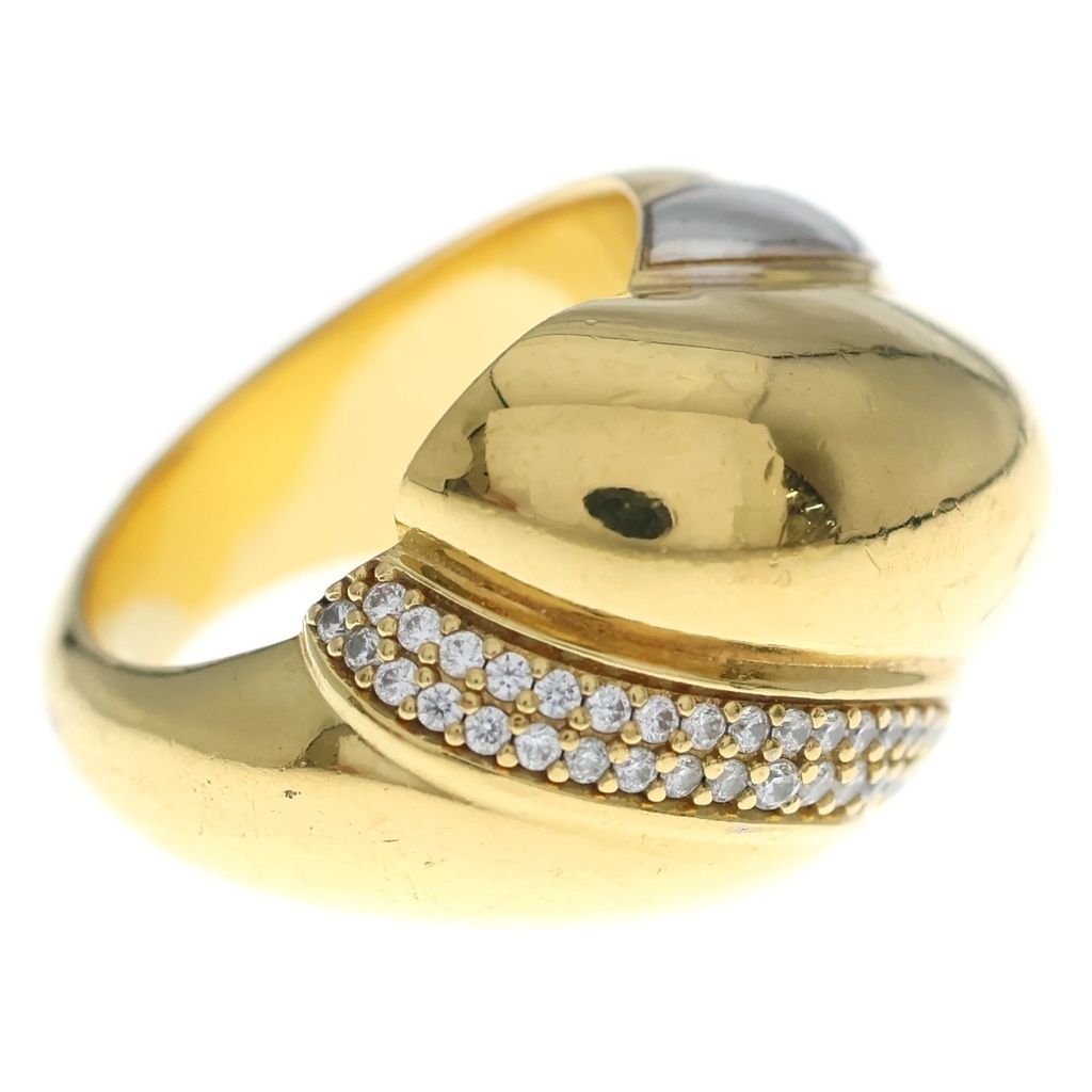 Saint Laurent Paris Crystal Whirlwind Ring Gold Silver