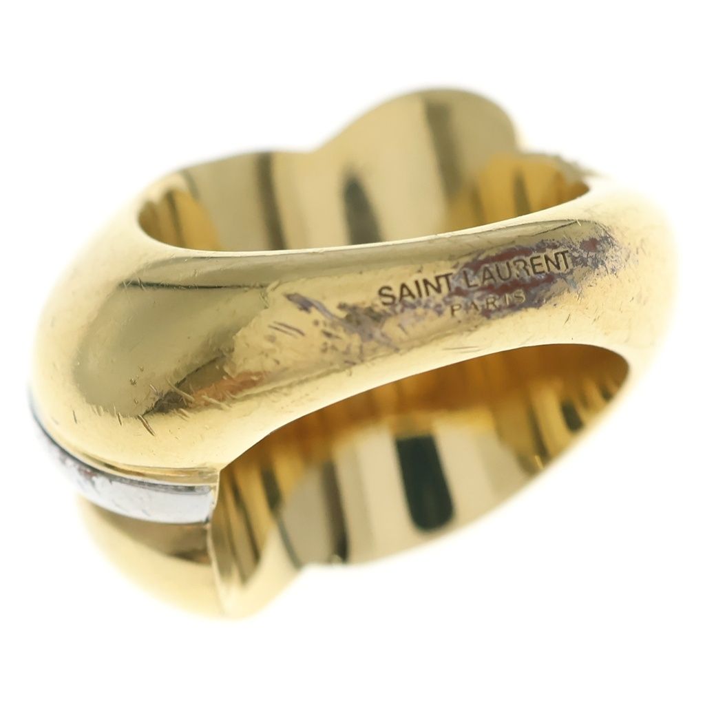 Saint Laurent Paris Crystal Whirlwind Ring Gold Silver